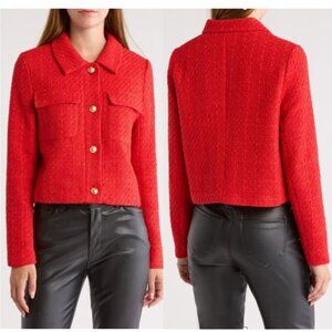 Vigoss NWT Orange/red tweed cropped button front jacket size L
